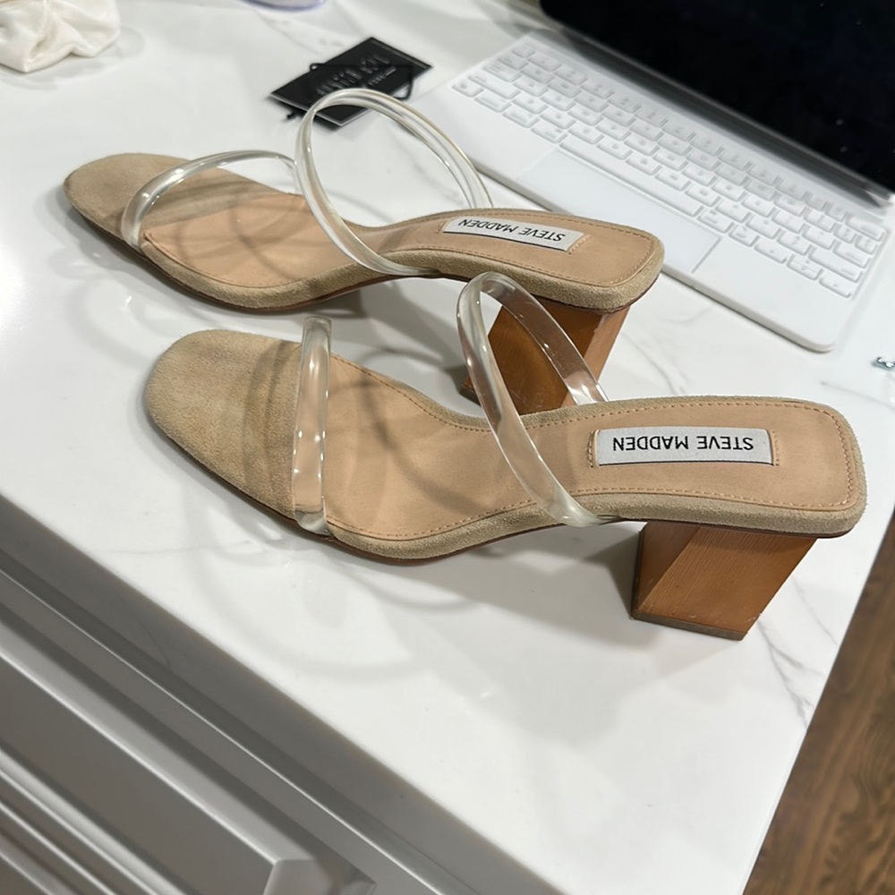 Steve Madden clear heels size 6.5 worn one time.